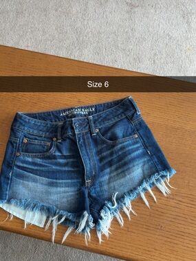 American Eagle Outfitters Distressed Blue Denim Cutoff Shorts